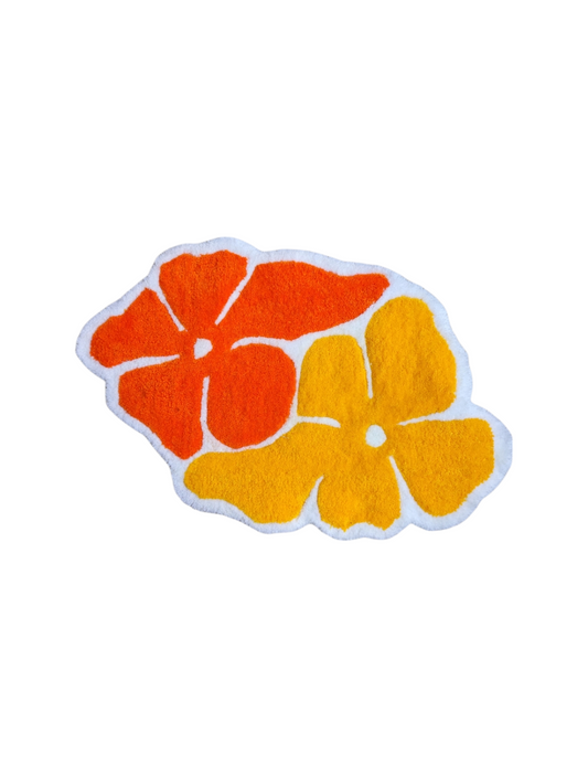 TAPIS FLEURS JAUNE & ORANGE