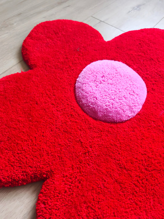 TAPIS FLEUR ROUGE