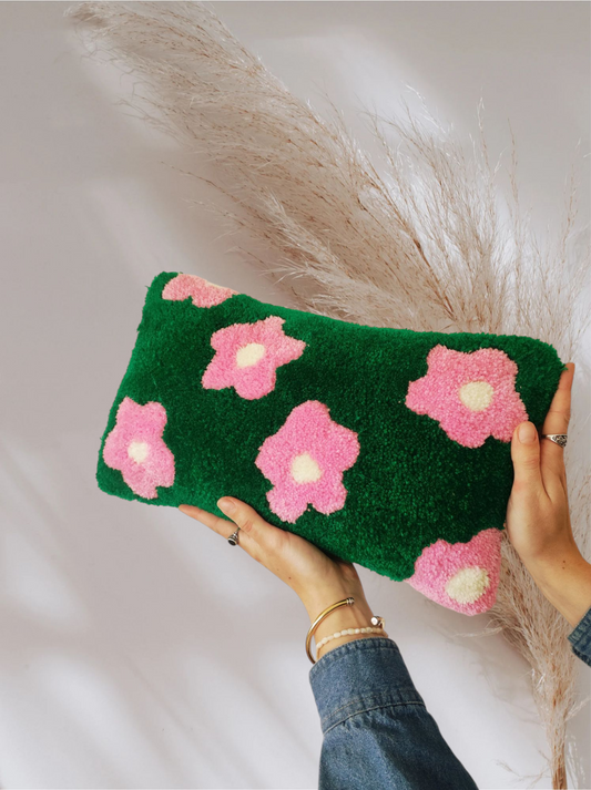 COUSSIN RECTANGULAIRE VERT FLORAL