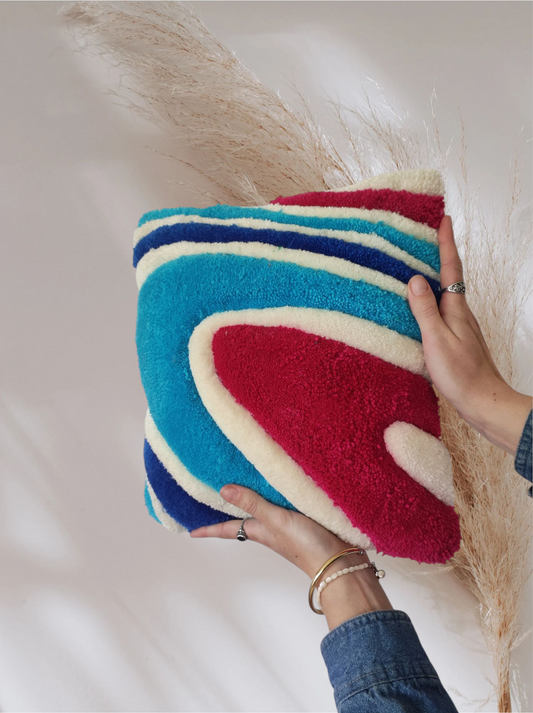 COUSSIN À MOTIFS BLEUS