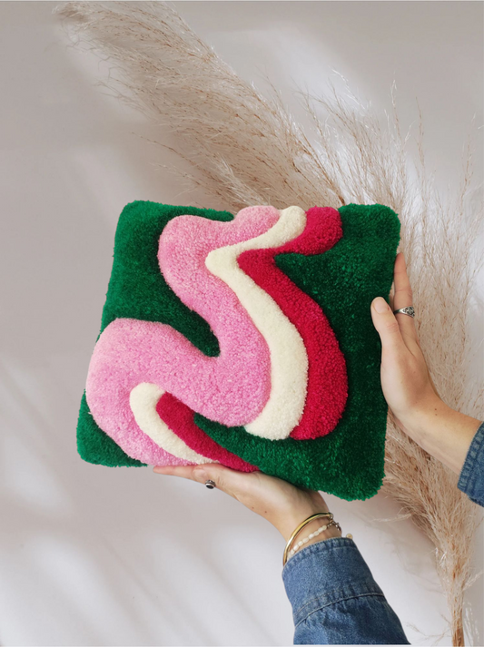 COUSSIN VERT À MOTIF