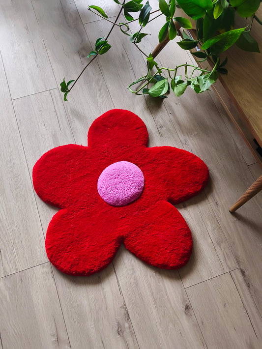 TAPIS FLEUR ROUGE