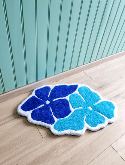 TAPIS FLEURS BLEUES