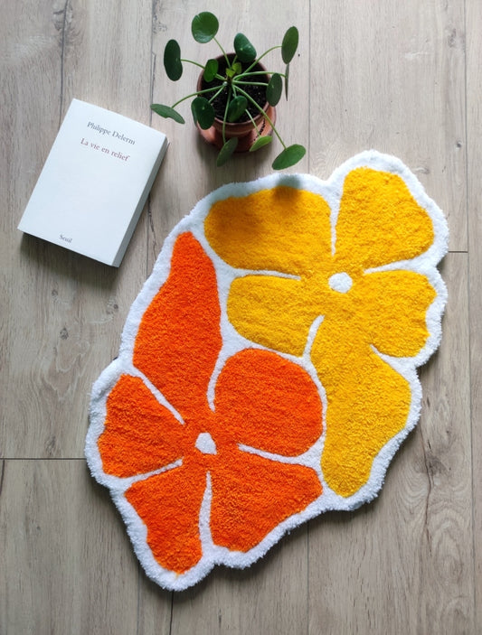 TAPIS FLEURS JAUNE & ORANGE