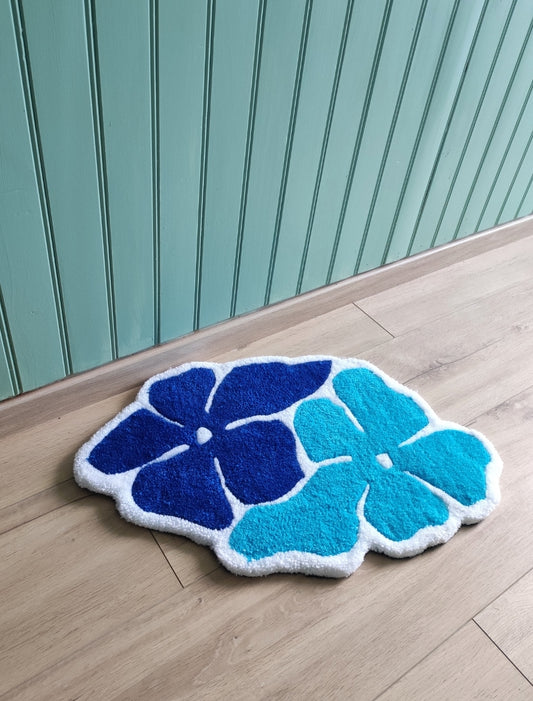 TAPIS FLEURS BLEUES